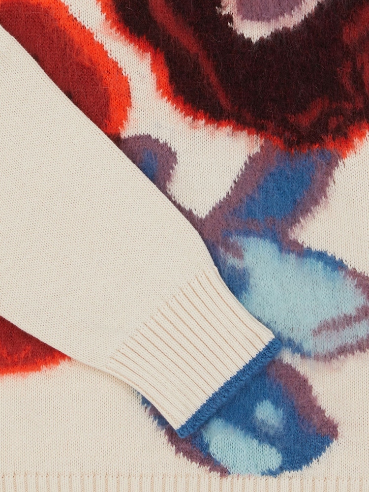 PS Paul Smith Cream Floral Graphic Print Knit Jumper - Image 4 of 4