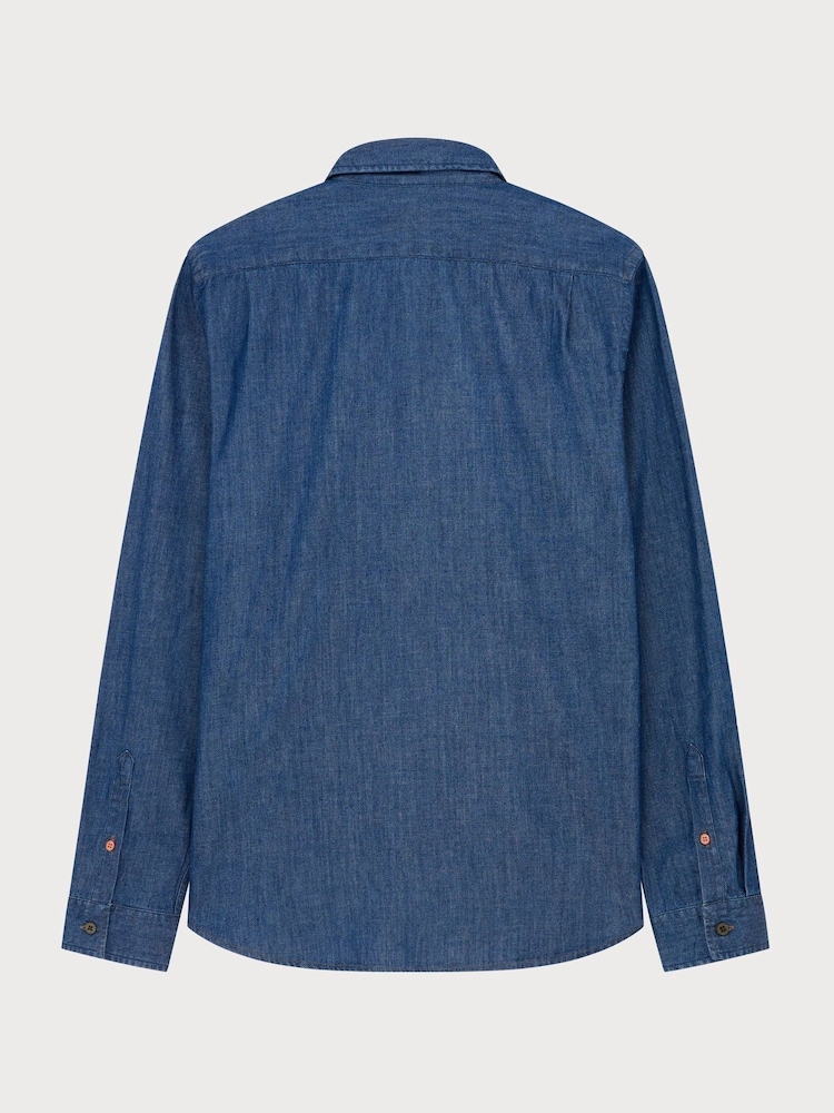PS Paul Smith Blue Regular Fit Mid Wash Denim Shirt - Image 2 of 5 PS Paul Smith Blue Regular Fit Mid Wash Denim Shirt - Image 2 of 5