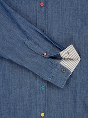 PS Paul Smith Blue Regular Fit Mid Wash Denim Shirt - Image 4 of 5