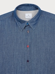 PS Paul Smith Blue Regular Fit Mid Wash Denim Shirt - Image 5 of 5
