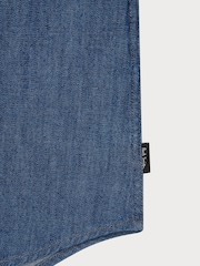 PS Paul Smith Blue Regular Fit Mid Wash Denim Shirt - Bild 7 von 9