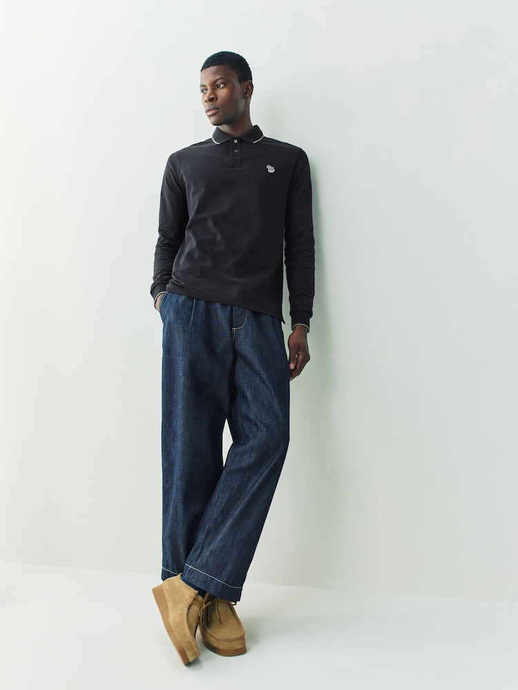 Azul - PS Paul Smith Long Sleeve Tipped Collar Polo Shirt - Imagen 2 de 5