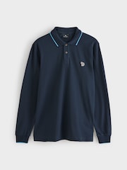 Azul - PS Paul Smith Long Sleeve Tipped Collar Polo Shirt - Imagen 5 de 5