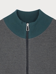PS Paul Smith Textured Zip Through Knitted Brown Jacket - Image 3 of 4