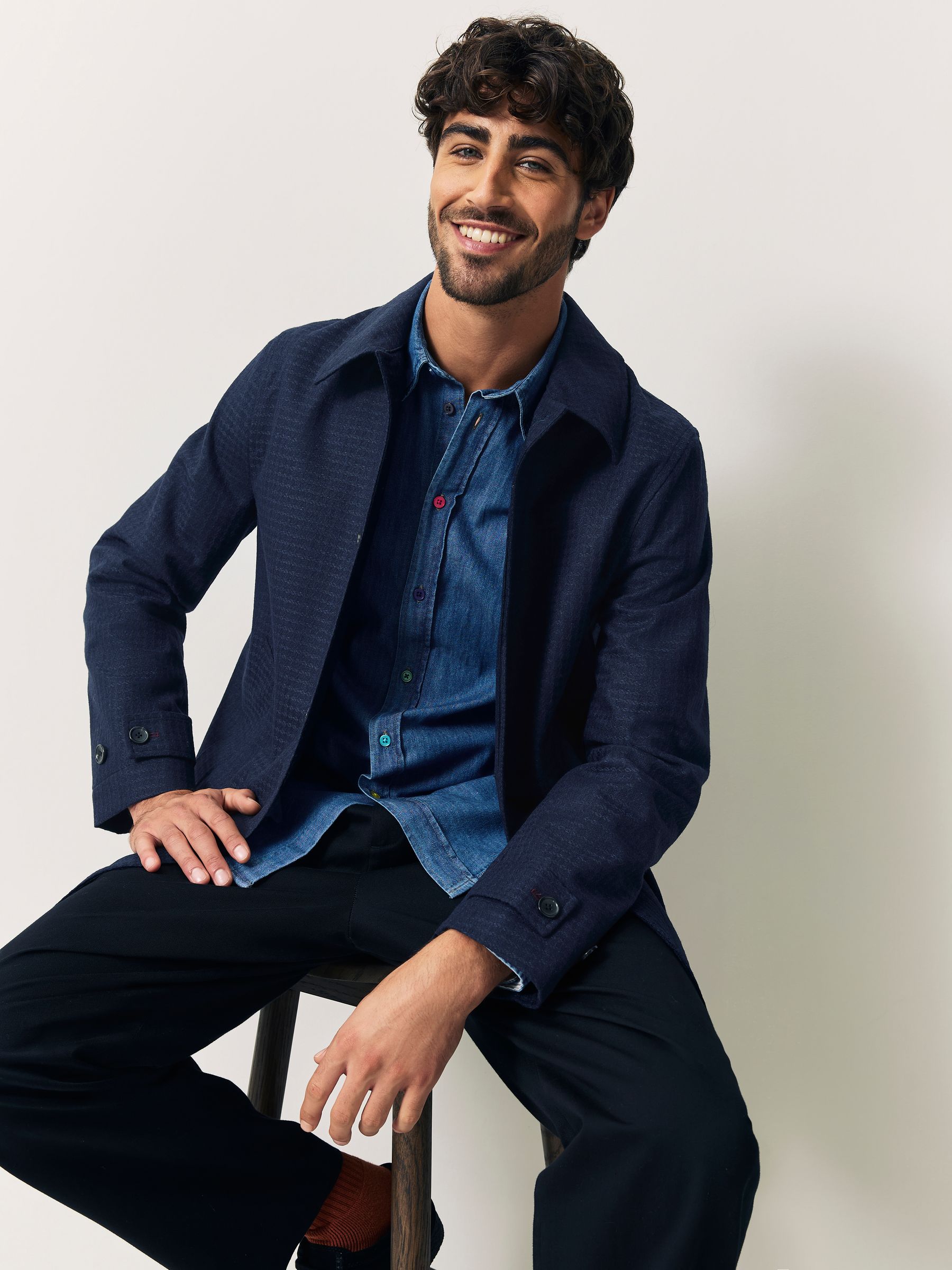 Buy PS Paul Smith Blue Wool Blend Textured Coat from Next Australia