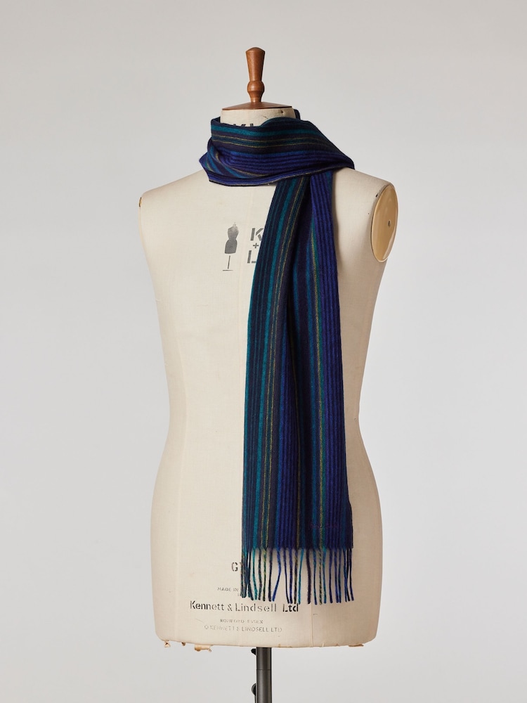 PS Paul Smith Blue Stripe Logo Scarf - Image 1 of 14 PS Paul Smith Blue Stripe Logo Scarf - Image 1 of 14