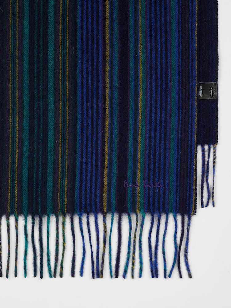 PS Paul Smith Blue Stripe Logo Scarf - Image 14 of 14 PS Paul Smith Blue Stripe Logo Scarf - Image 14 of 14