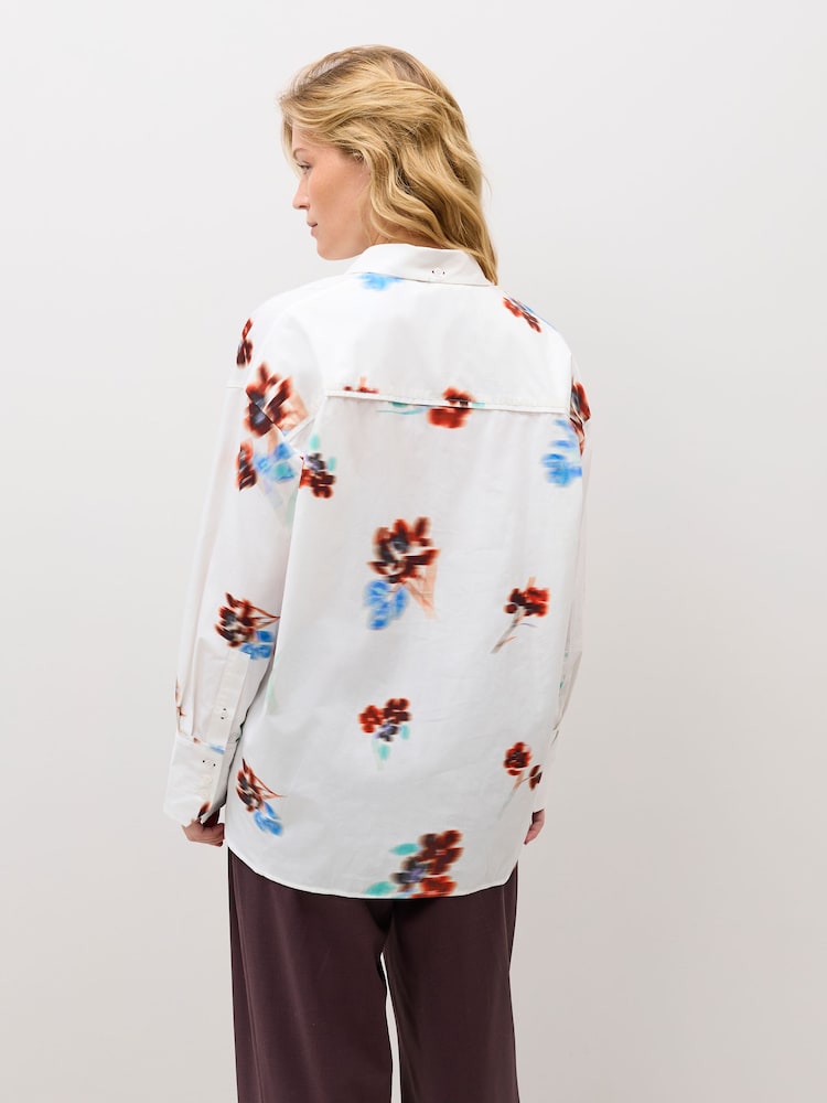 PS Paul Smith Cream Blur Floral Print Shirt - Image 2 of 5