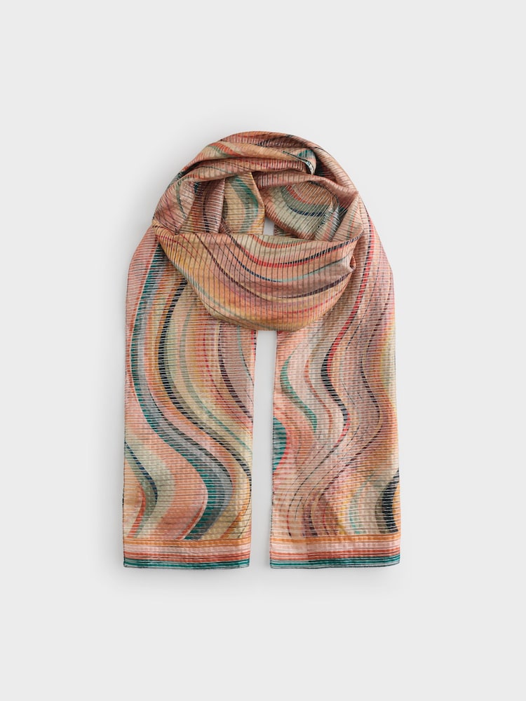 PS Paul Smith Multi Swirl Silk Mix Scarf - Image 1 of 1 PS Paul Smith Multi Swirl Silk Mix Scarf - Image 1 of 1