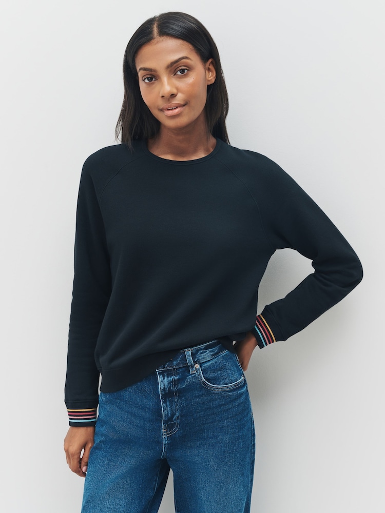 PS Paul Smith Swirl Cuff Jersey Crew Neck Black Sweatshirt - Image 1 of 6 PS Paul Smith Swirl Cuff Jersey Crew Neck Black Sweatshirt - Image 1 of 6