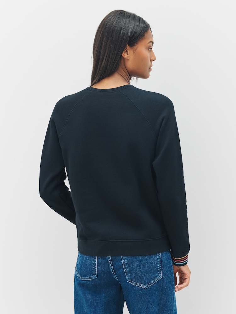 PS Paul Smith Swirl Cuff Jersey Crew Neck Black Sweatshirt - Image 2 of 6 PS Paul Smith Swirl Cuff Jersey Crew Neck Black Sweatshirt - Image 2 of 6