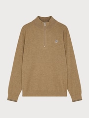 rjava - PS Paul Smith Quarter Zip Logo Jumper - Slika 1 iz 9