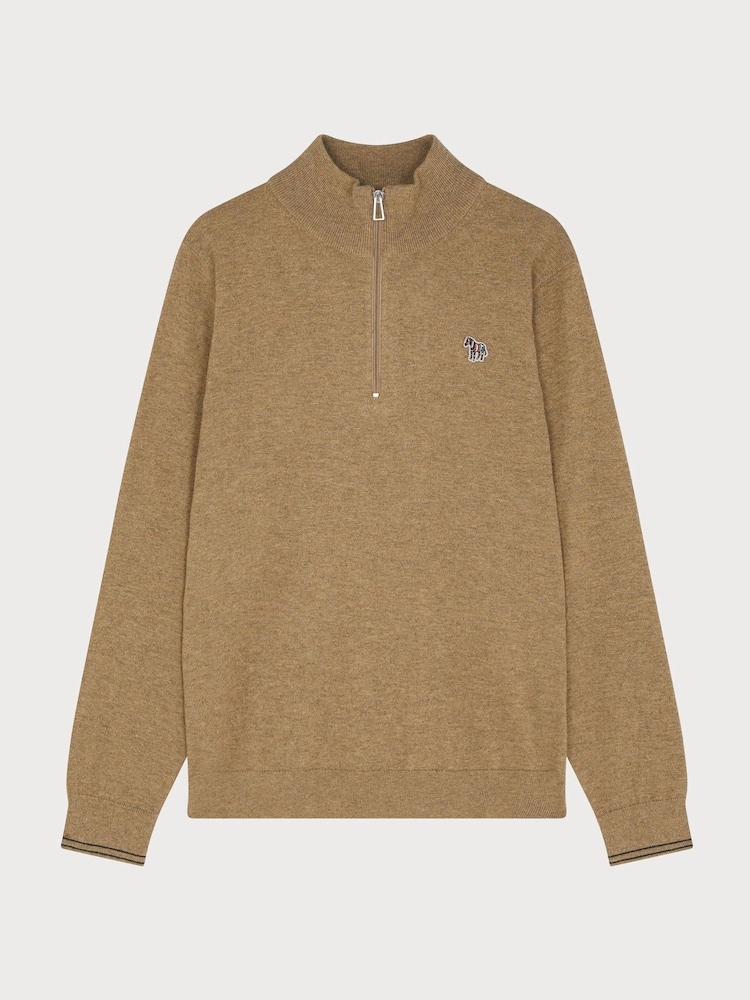 rjava - PS Paul Smith Quarter Zip Logo Jumper - Slika 1 iz 9