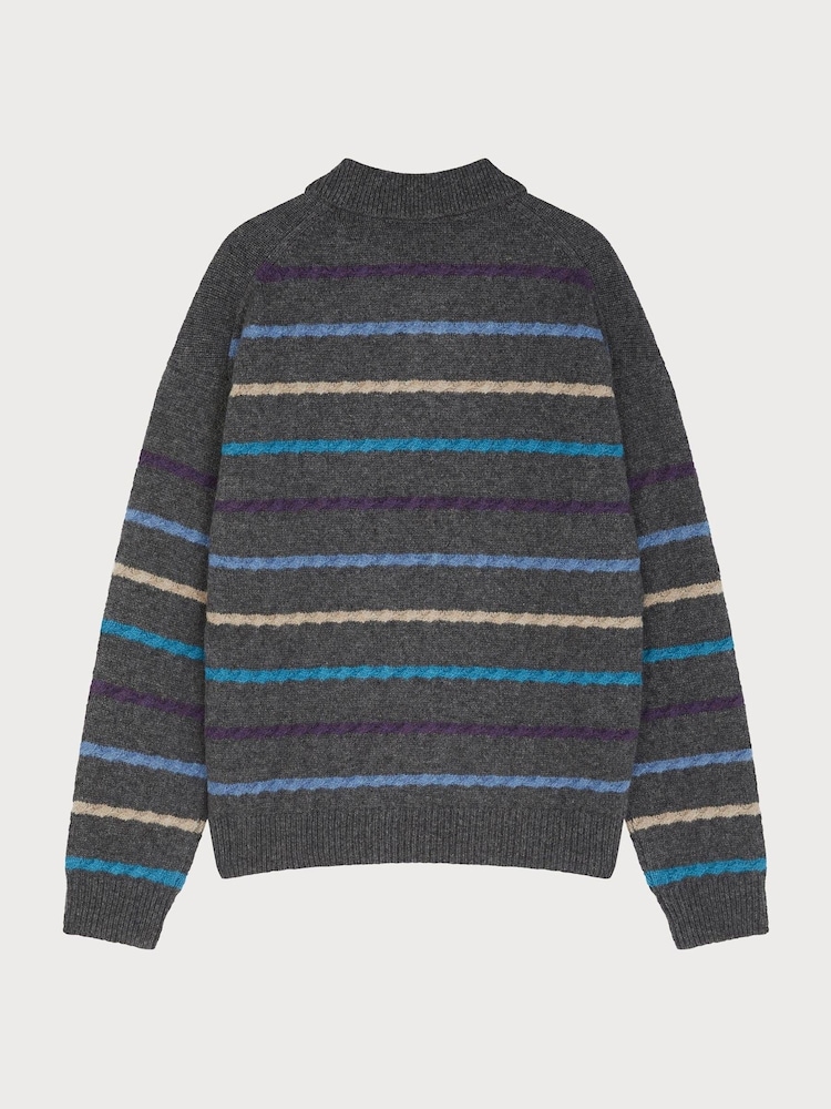 PS Paul Smith Collar Textured Stripe Black Jumper - Image 2 of 4 PS Paul Smith Collar Textured Stripe Black Jumper - Image 2 of 4
