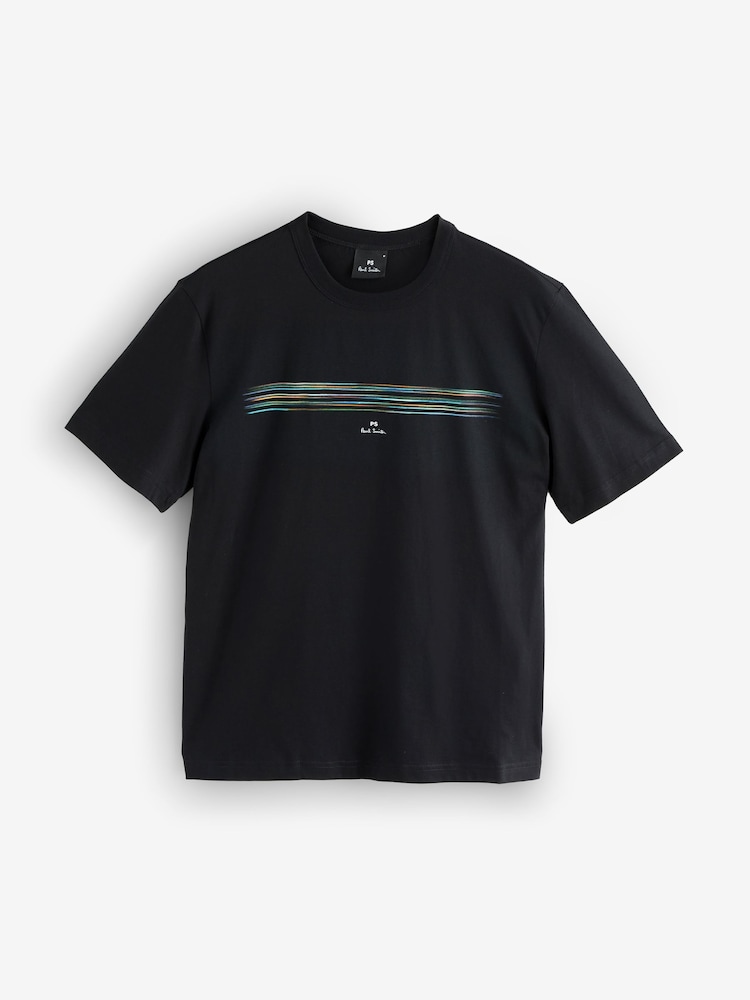 PS Paul Smith Stripe Design Graphic Regular-Fit Black T-Shirt - Bild 1 von 1