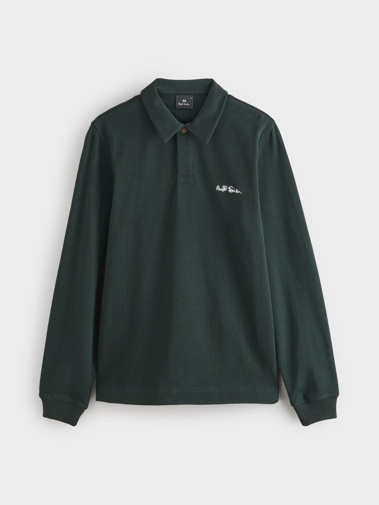 PS Paul Smith Green Regular-Fit Embroidered Logo Long Sleeve Polo Shirt - Image 1 of 1 PS Paul Smith Green Regular-Fit Embroidered Logo Long Sleeve Polo Shirt - Image 1 of 1