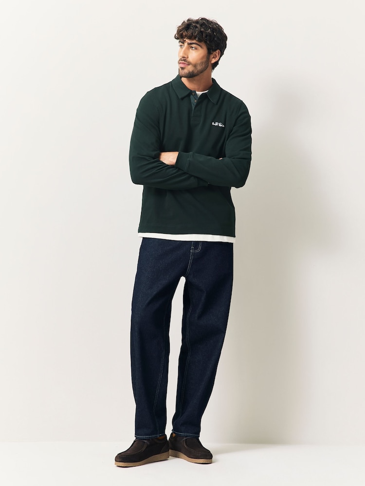 PS Paul Smith Green Regular-Fit Embroidered Logo Long Sleeve Polo Shirt - Imagen 2 de 6
