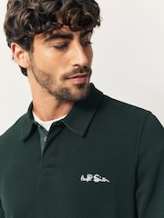 PS Paul Smith Green Regular-Fit Embroidered Logo Long Sleeve Polo Shirt - Imagen 5 de 6