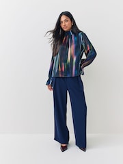 PS Paul Smith Blur Print Shifron High Neck Black Blouse - Image 3 of 6