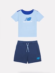 New Balance Blue Kids Jersey Ringer T-Shirt & Shorts Set - Image 1 of 5