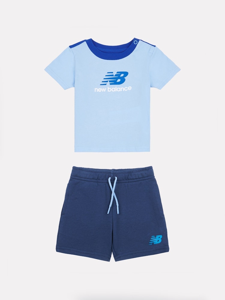 New Balance Blue Kids Jersey Ringer T-Shirt & Shorts Set - Image 1 of 5