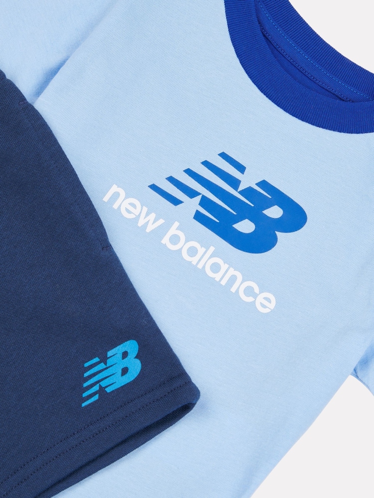 New Balance Blue Kids Jersey Ringer T-Shirt & Shorts Set - Image 3 of 5