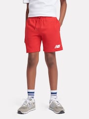 New Balance Red Kids Brush Back Stacked Logo Shorts - Image 1 of 8