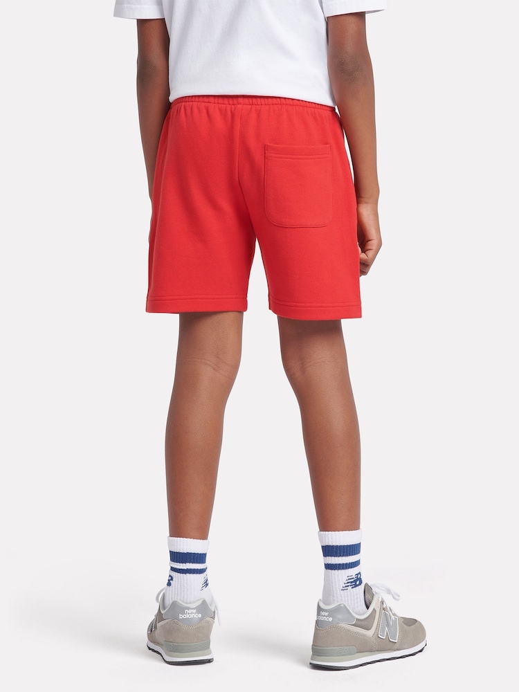 New Balance Red Kids Brush Back Stacked Logo Shorts - Image 3 of 8