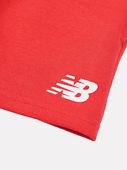 New Balance Red Kids Brush Back Stacked Logo Shorts - Image 8 of 8