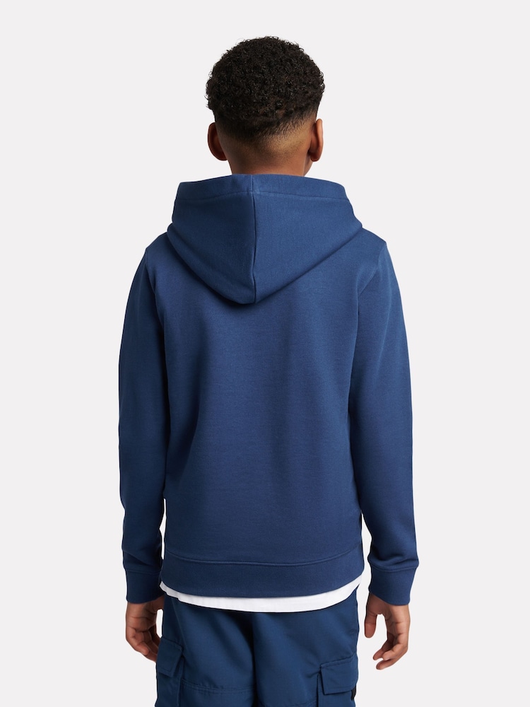 New Balance Blue Kids French Terry Stacked 100% Cotton Logo Hoodie - Image 3 of 5