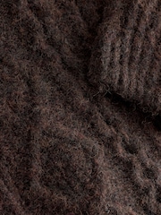 Chocolate Brown Wool Blend Cable Knit Collar Cardigan - Image 7 of 9