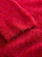 Cherry Red Boucle Crew Neck Jumper With Wool - Image 9 of 10