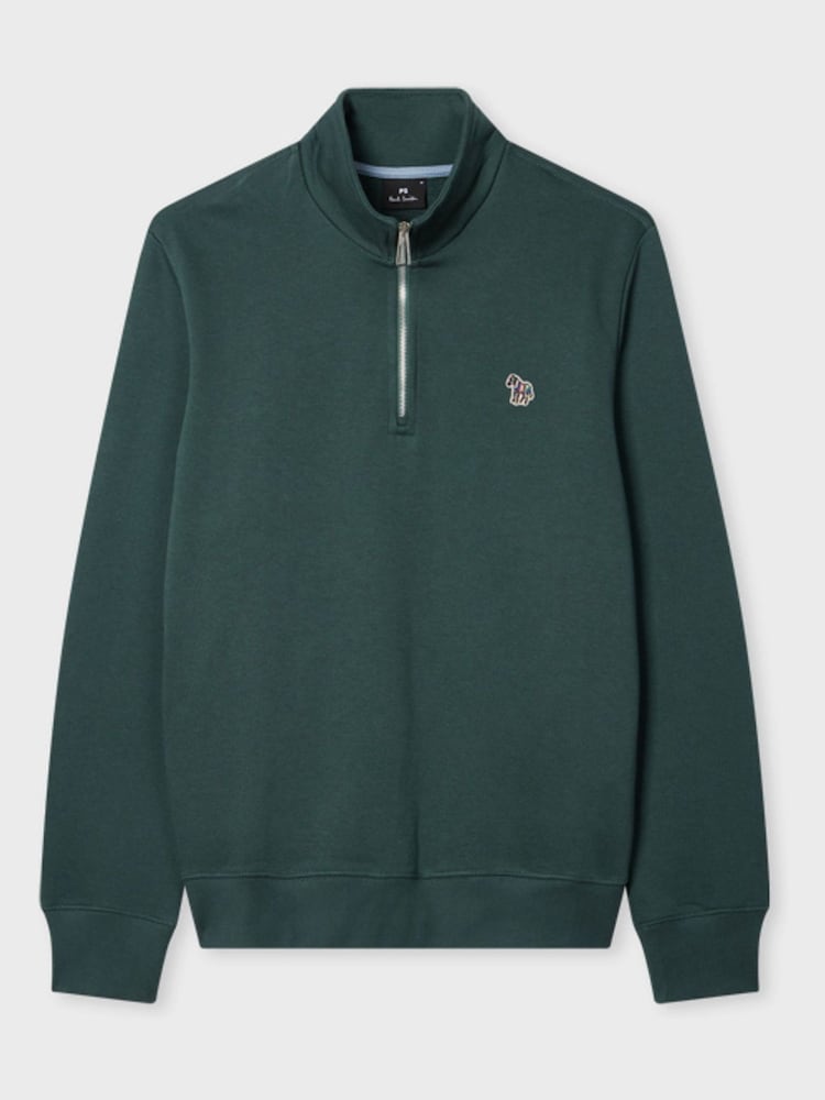PS Paul Smith Regular Fit Quarter Zip Logo Sweatshirt Jumper - Image 1 of 7