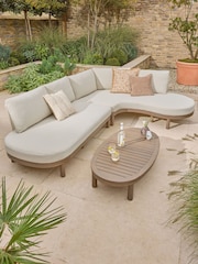 Natural Boucle Florence Curve Corner Sofa and Table Lounge Set - Image 1 of 9