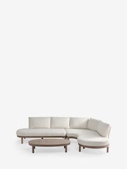Natural Boucle Florence Curve Corner Sofa and Table Lounge Set - Image 6 of 9