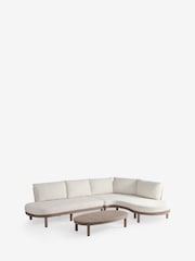 Natural Boucle Florence Curve Corner Sofa and Table Lounge Set - Image 7 of 9