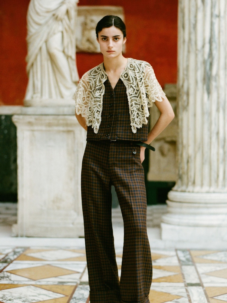 Sea New York Brown Beatrice Wool Check Cuffed Trousers - Image 1 of 2 Sea New York Brown Beatrice Wool Check Cuffed Trousers - Image 1 of 2