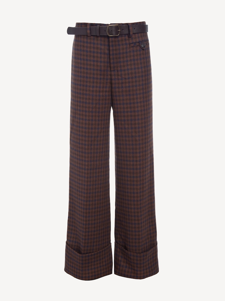 Sea New York Brown Beatrice Wool Check Cuffed Trousers - Image 2 of 2 Sea New York Brown Beatrice Wool Check Cuffed Trousers - Image 2 of 2
