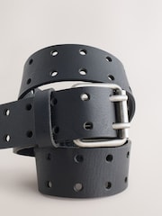 Black Leather Double-Prong Belt - Image 3 of 4