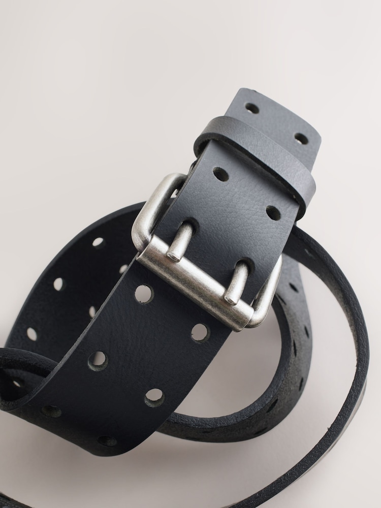 Black Leather Double-Prong Belt - Image 4 of 4