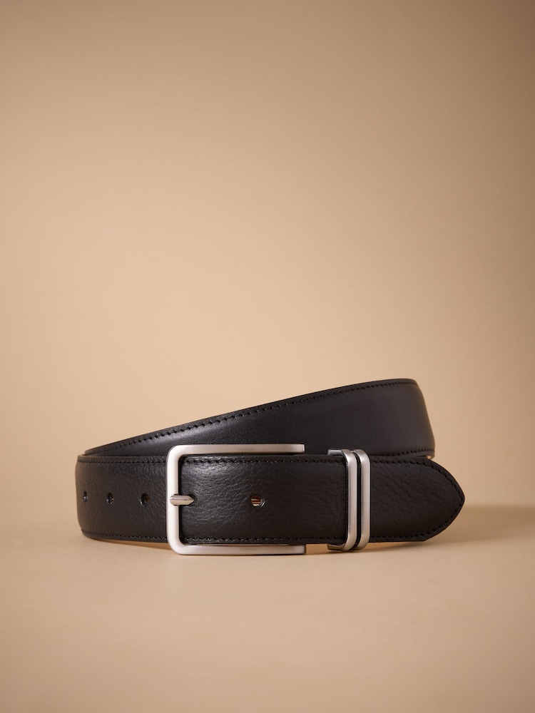 Black Signature Leather Belt With Metal Keeperloop - Image 1 of 3