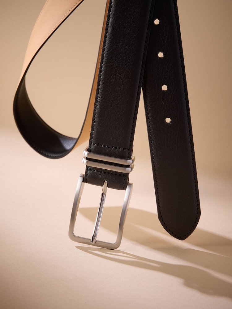 Black Signature Leather Belt With Metal Keeperloop - Image 2 of 3