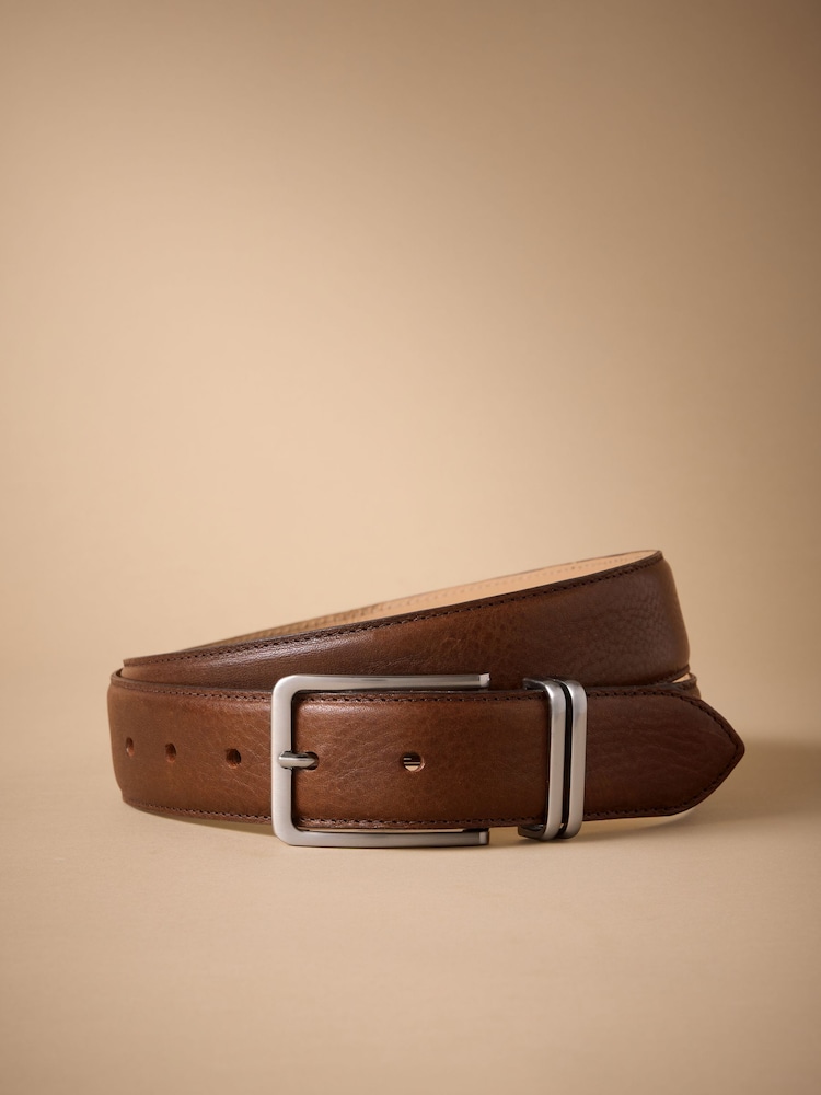Brown Signature Leather Belt With Metal Keeperloop - Image 1 of 3