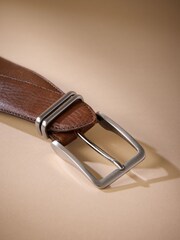 Brown Signature Leather Belt With Metal Keeperloop - Image 2 of 3