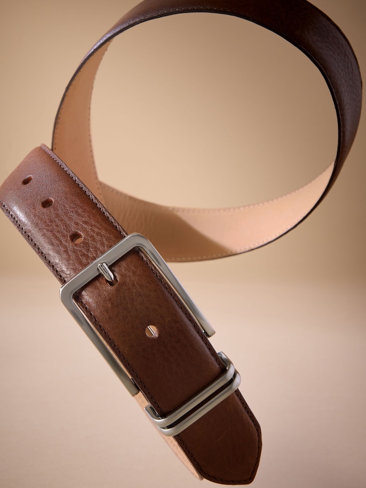 Brown Signature Leather Belt With Metal Keeperloop - Image 3 of 3