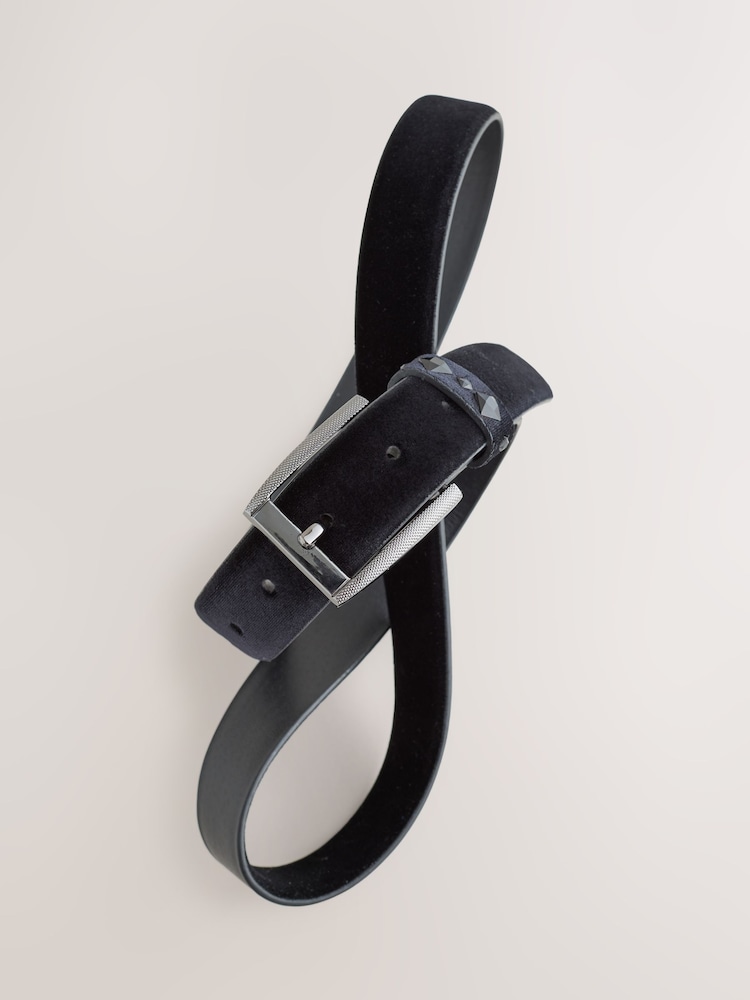Black Velvet Belt With Stud Detail - Image 3 of 3