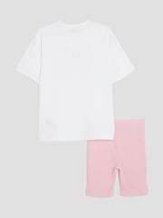 River Island Grey Girls Disco Lips Cycle 100% Cotton Top & Shorts Set - Image 2 of 5