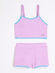 River Island Purple Girls Textured Short Bikini - Image 1 of 4