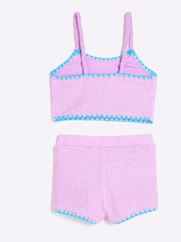 River Island Purple Girls Textured Short Bikini - Image 2 of 4
