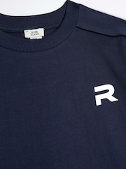 River Island Blue Boys Block Piped 100% Cotton Tee Shorts Set - Image 4 of 5